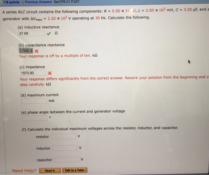 A series circuit contains a generator