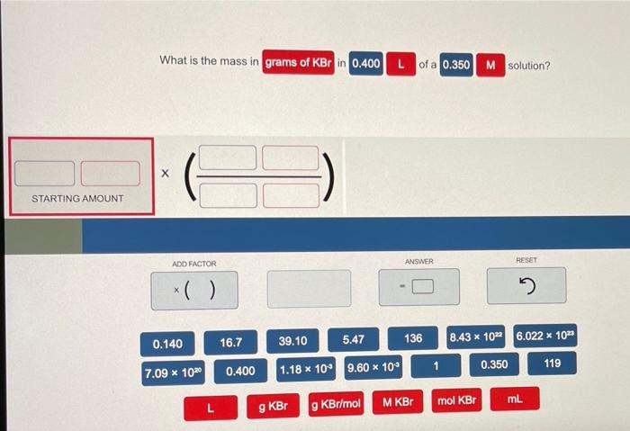 Kbr grams mass solution chegg transcribed text show answer